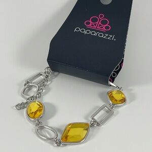 Paparazzi Silver Bracelet with Yellow Accents
